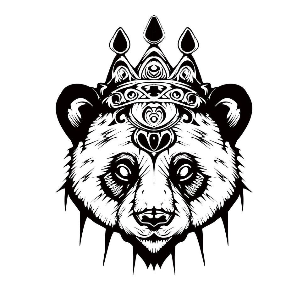 Panda Silhouette Outline Drawing vector