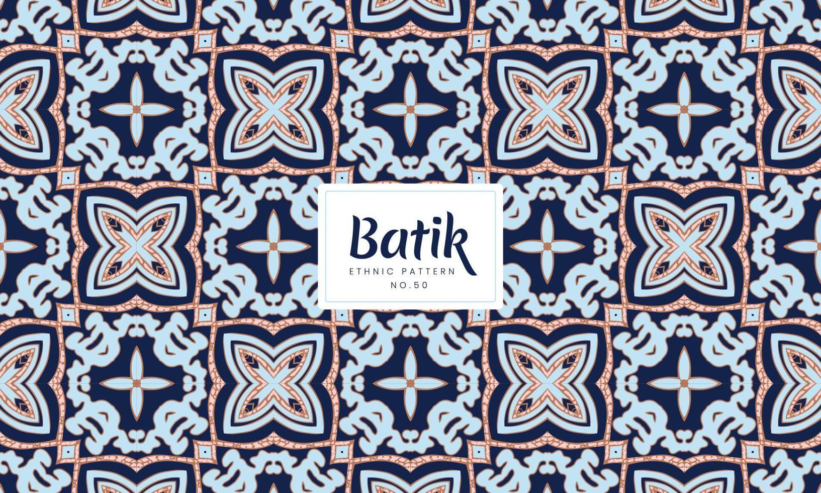 Batik Indonesian kawung traditional floral patterns Vector Blue