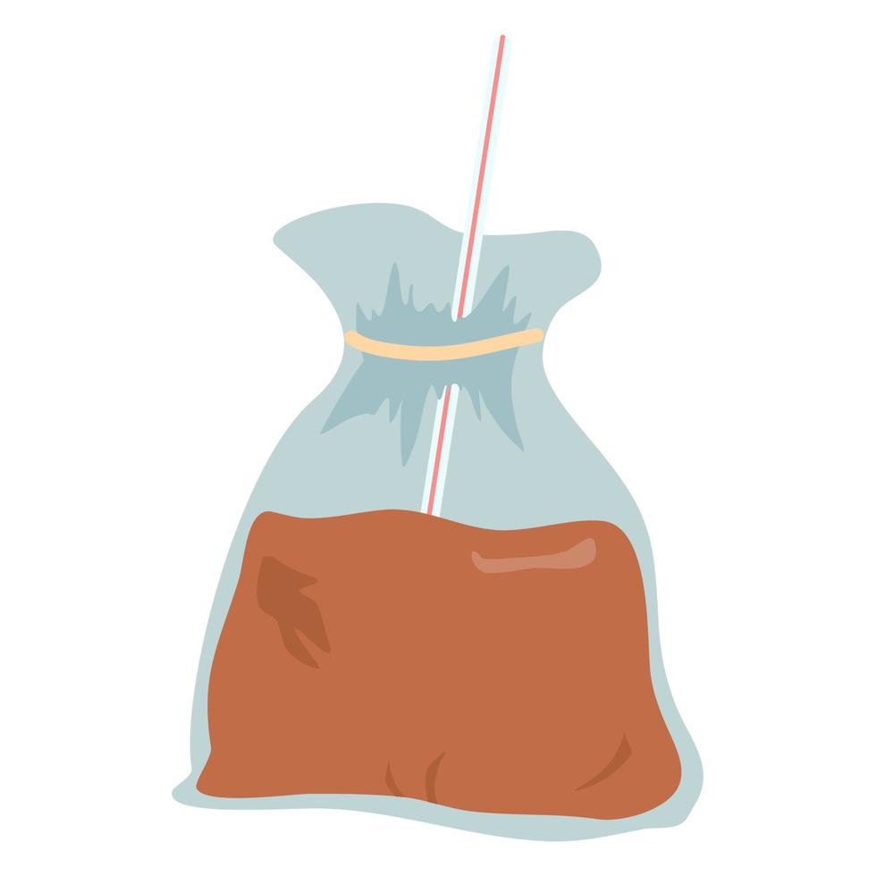 plastic and straws sweet tea vector