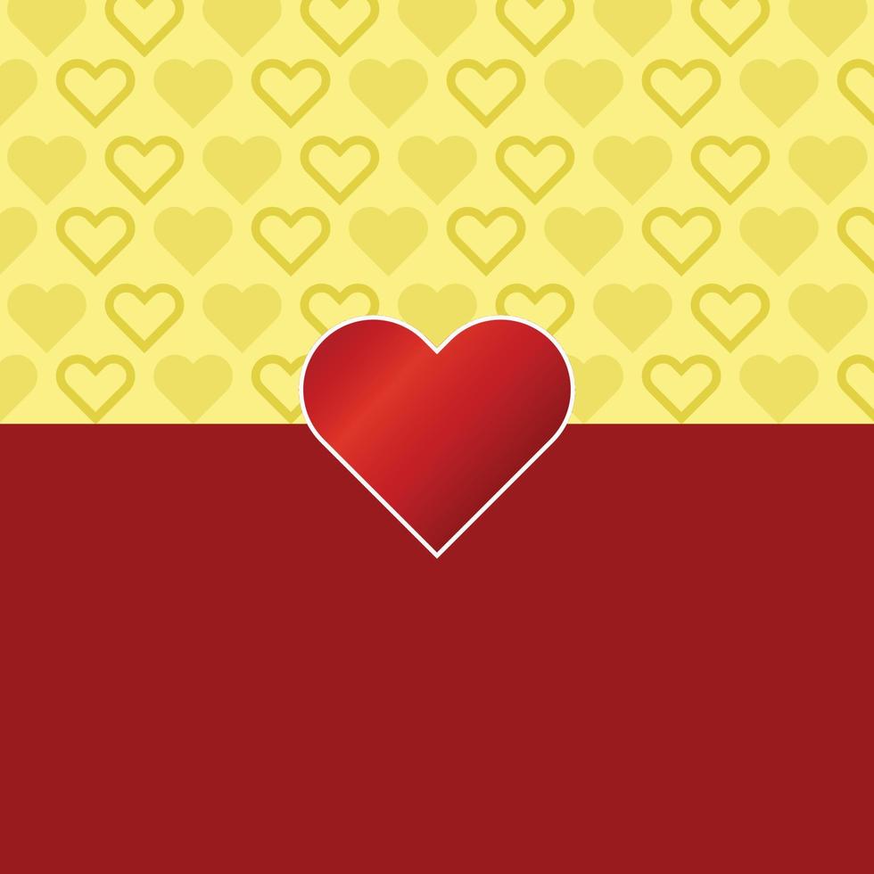 ilustración vectorial de la tarjeta del día de san valentín con corazón rojo sobre fondo amarillo vector