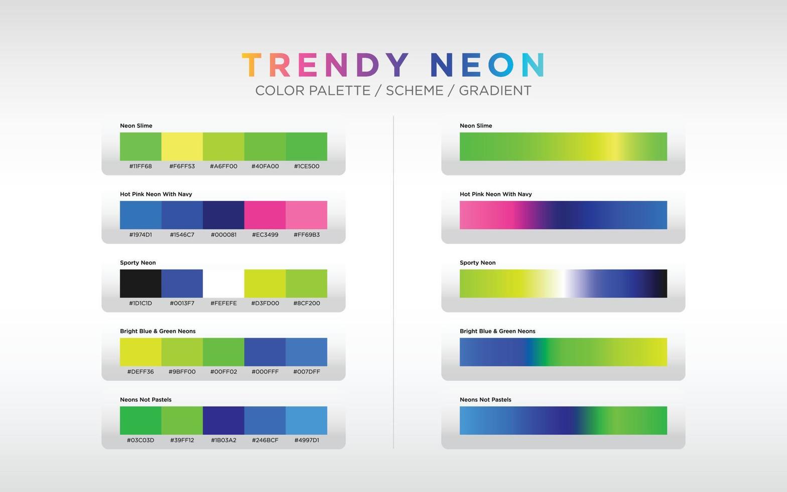 neon color palettes, color schemes, and color gradients. set of colorful gradients. Vector design color elements for your design.