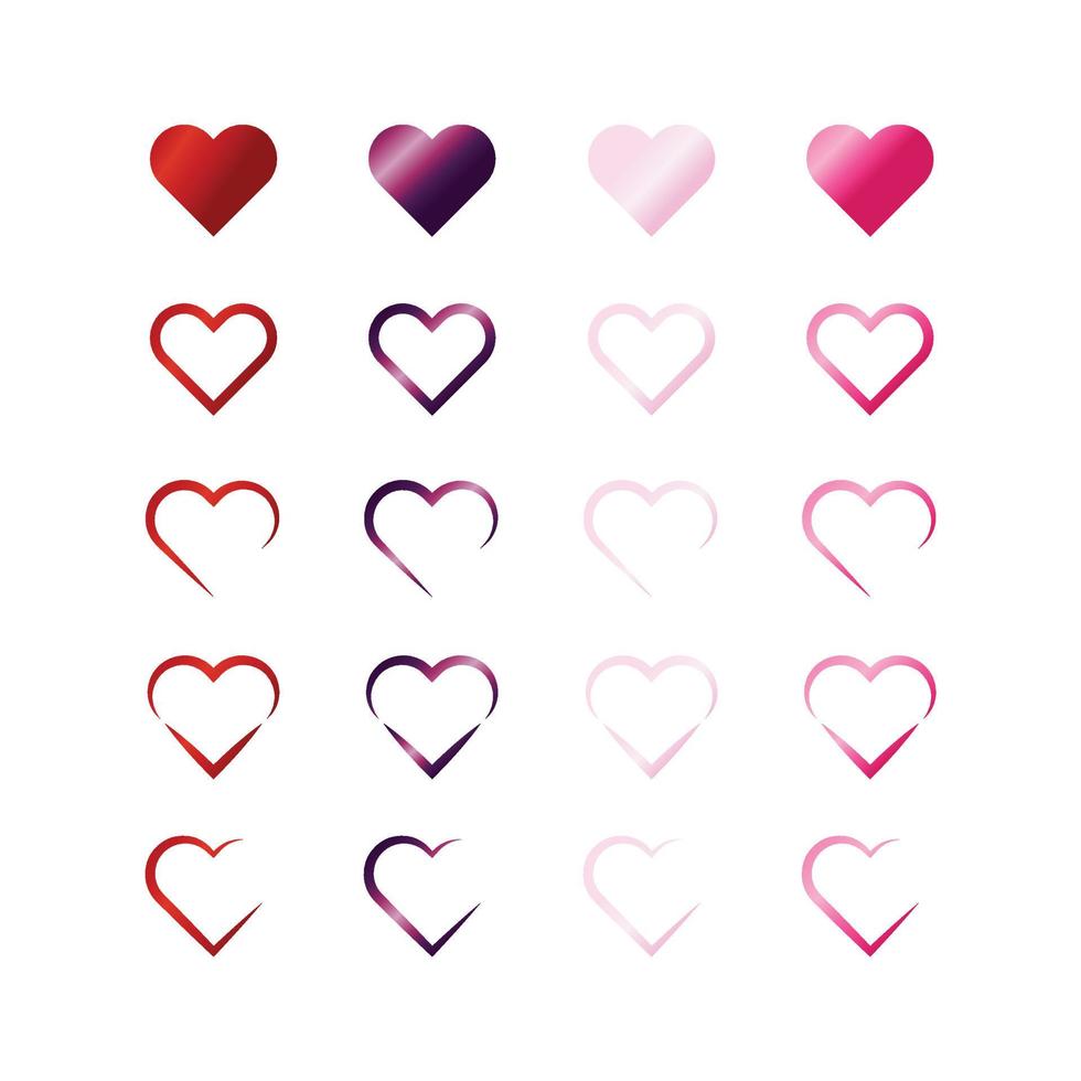 vector de elegantes corazones mínimos con hermosos colores