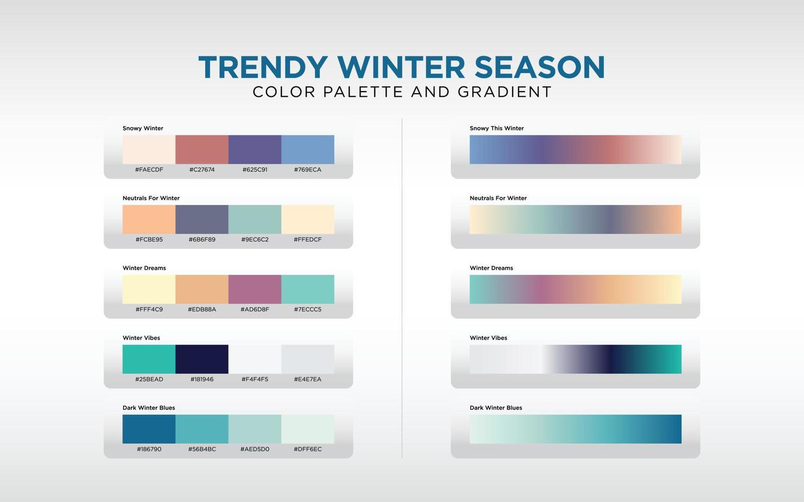 color palette and gradient for winter vector