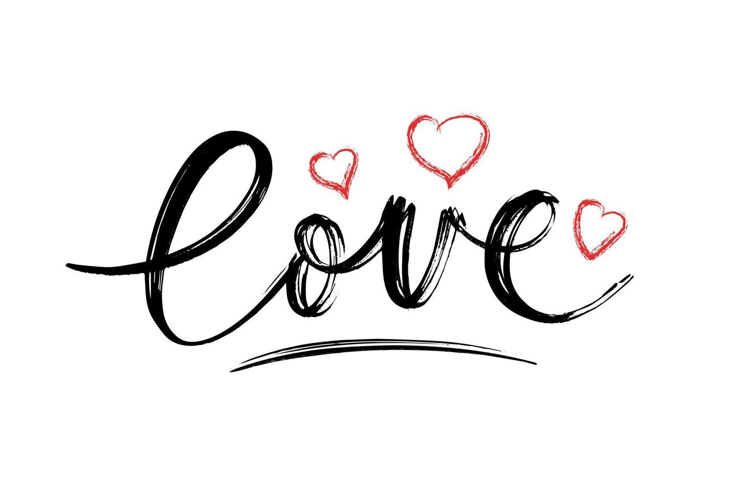 Hand lettering valentines day love heart typography quotes calligraphy valentine's day greeting card background vector