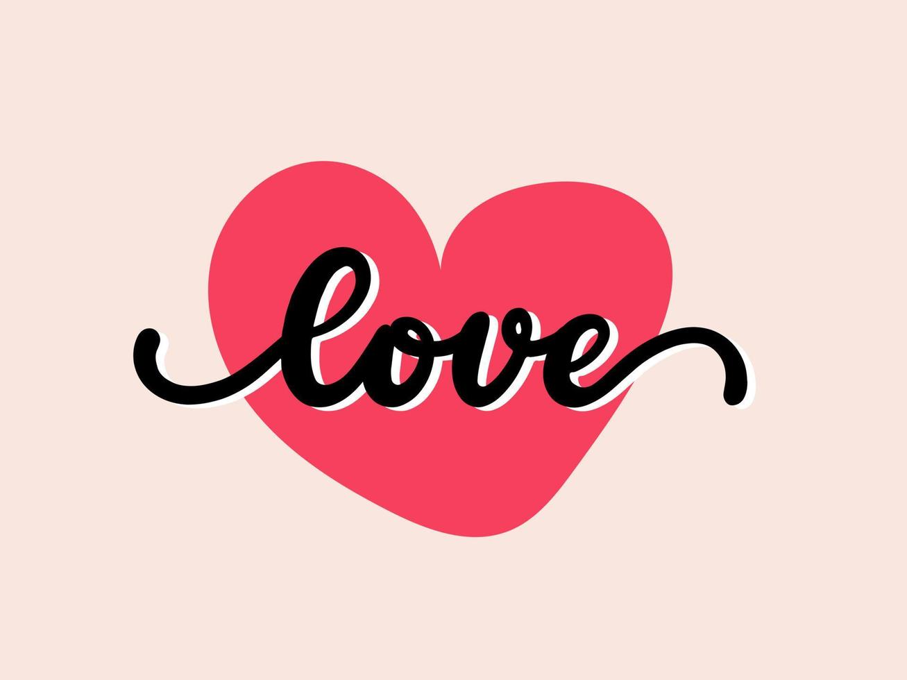 hand lettering día de san valentín amor corazón tipografía citas caligrafía día de san valentín tarjeta de felicitación fondo vector