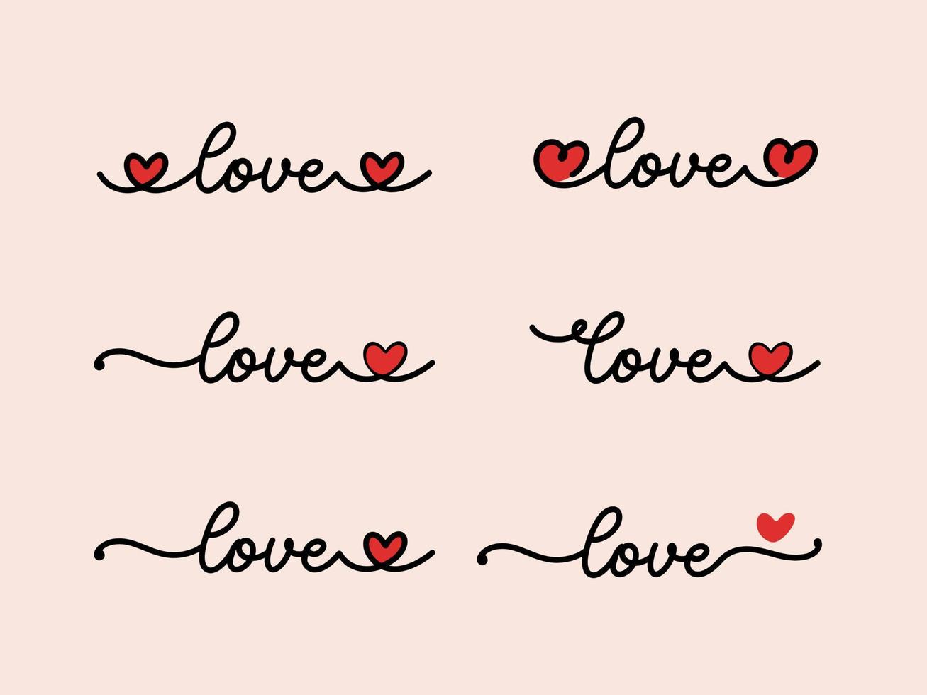 hand lettering día de san valentín amor corazón tipografía conjunto citas caligrafía día de san valentín tarjeta de felicitación fondo vector