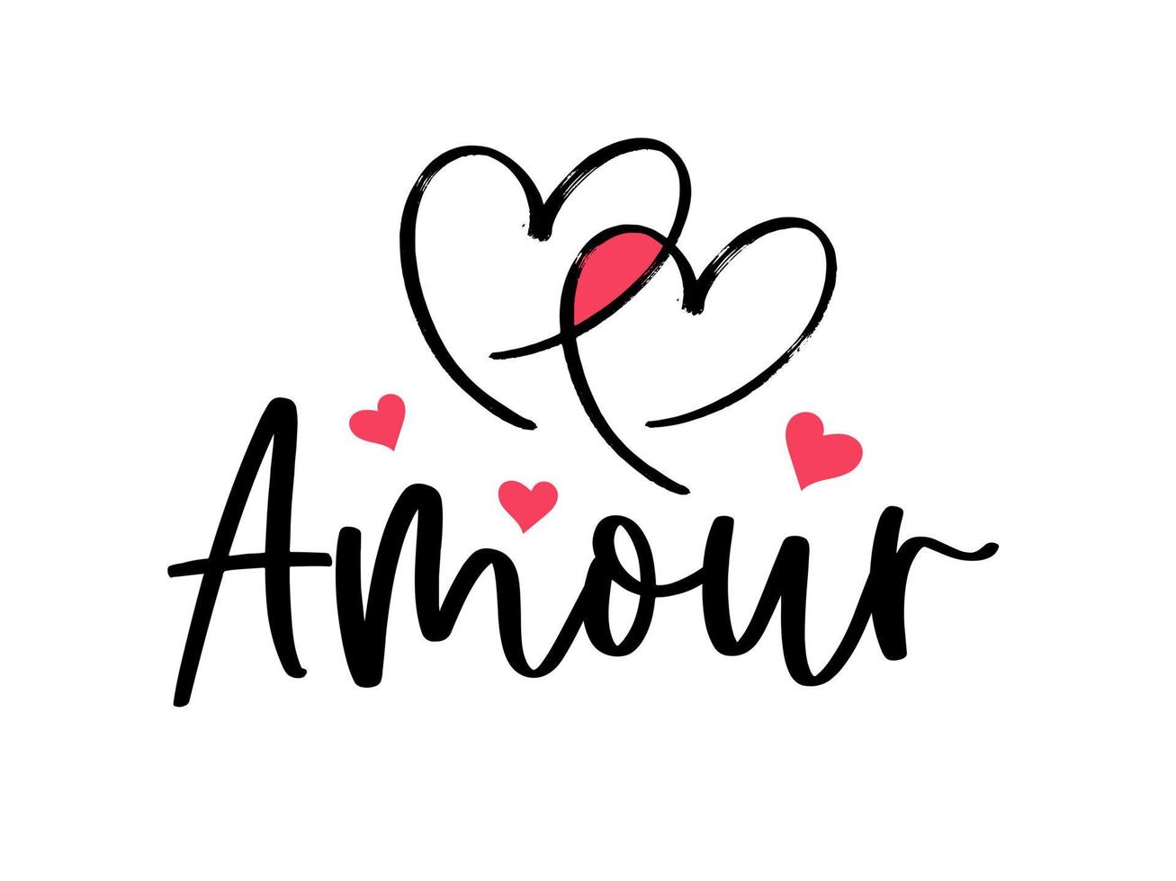 hand lettering día de san valentín amor amour corazón tipografía citas caligrafía día de san valentín tarjeta de felicitación fondo vector