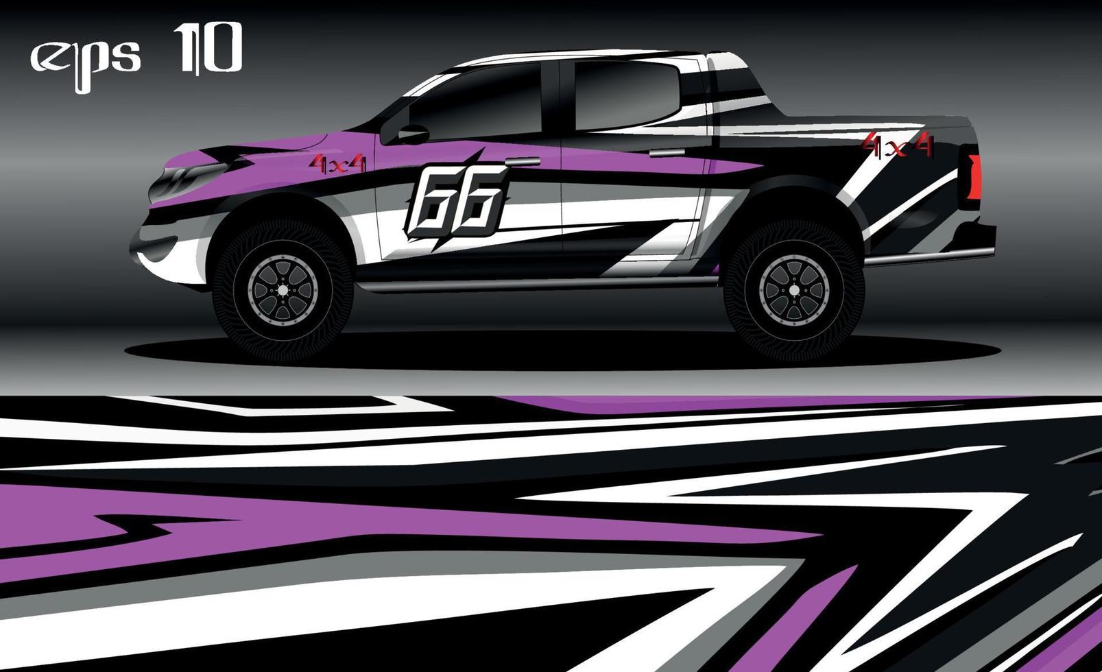 vector de diseño de envoltura de coche de carreras. diseño de kit de fondo de carreras de rayas gráficas abstractas para envoltura de vehículos, autos de carrera, rally, aventura y librea