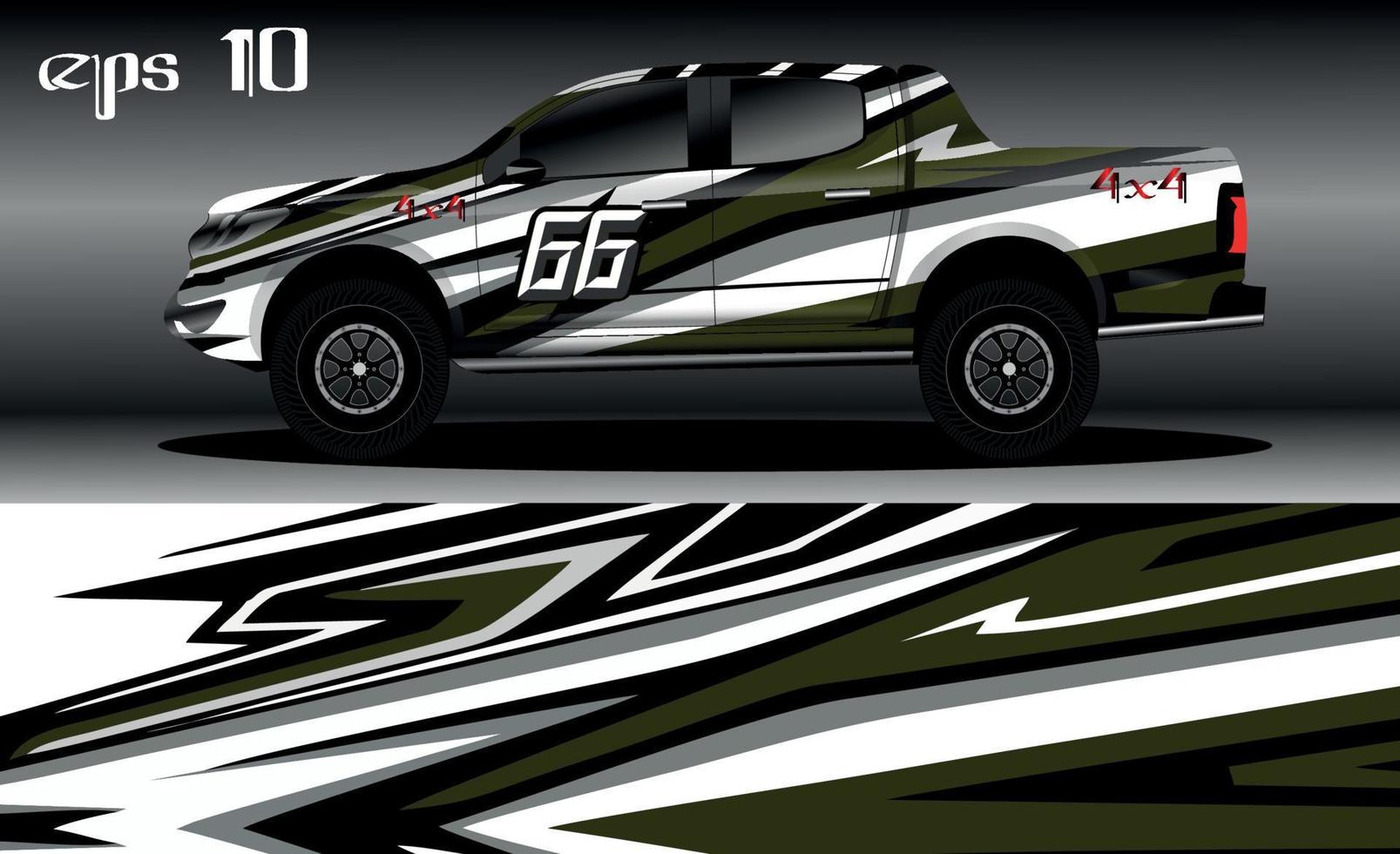 vector de diseño de envoltura de coche de carreras. diseño de kit de fondo de carreras de rayas gráficas abstractas para envoltura de vehículos, autos de carrera, rally, aventura y librea