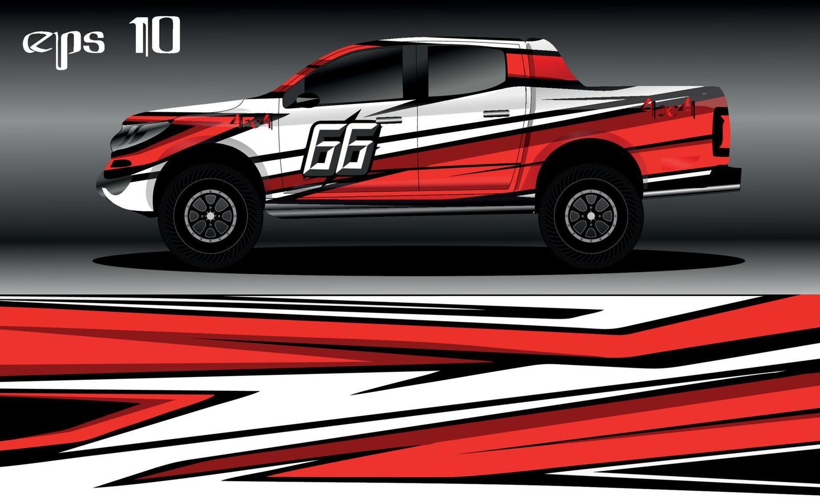 vector de diseño de envoltura de coche de carreras. diseño de kit de fondo de carreras de rayas gráficas abstractas para envoltura de vehículos, autos de carrera, rally, aventura y librea