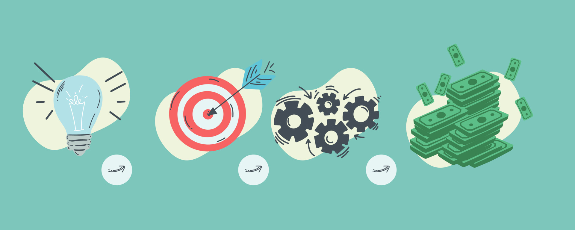 business infographics, start up. Idea implementation, income with icons,  contains such as icons bussines income generation process, 18862649 Vector  Art at Vecteezy