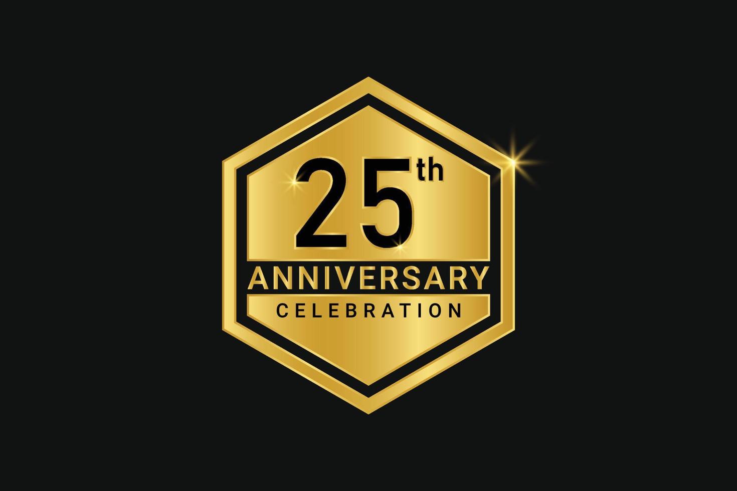 25th years anniversary golden numbers design. vector
