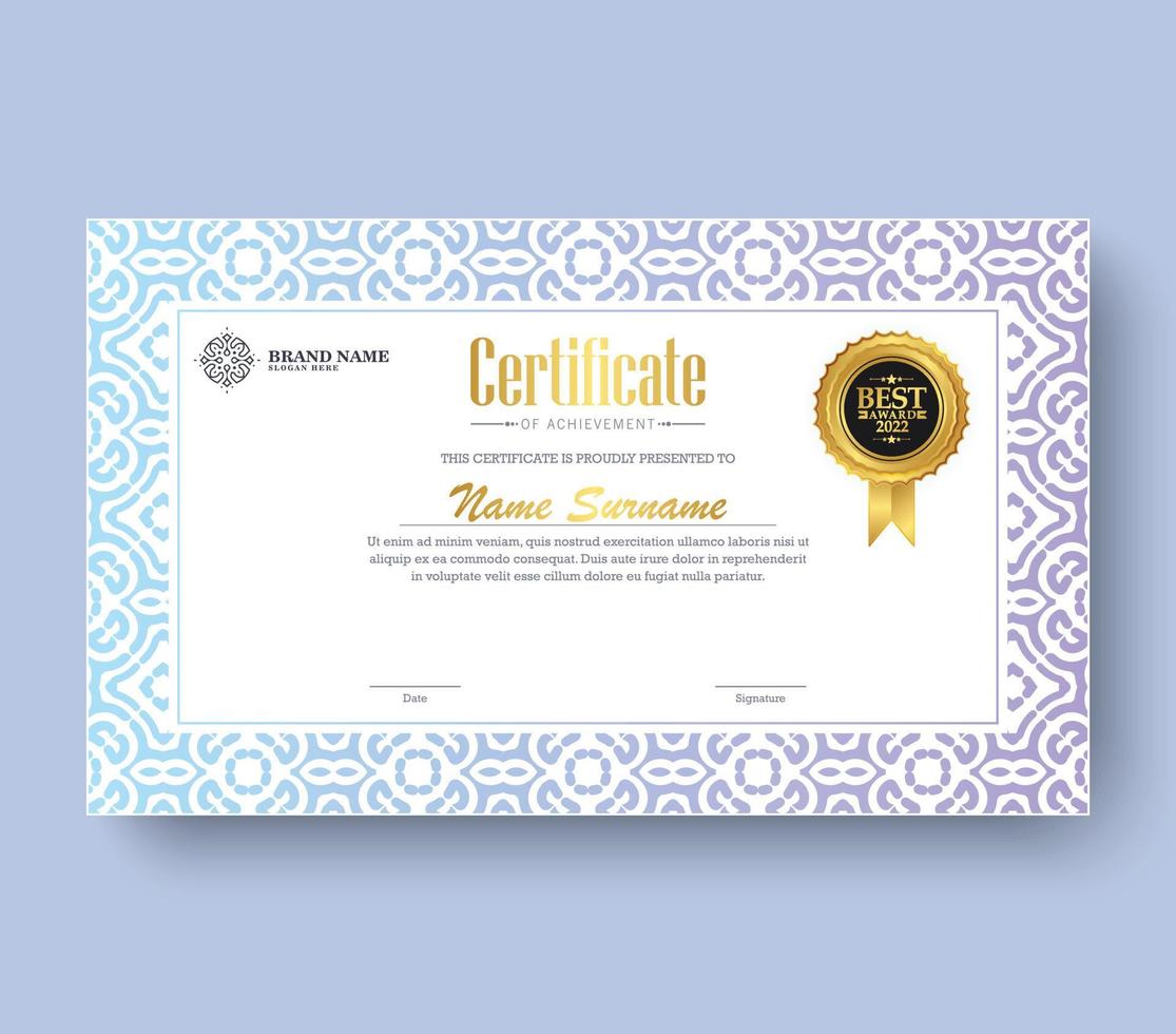 Achievement certificate best award diploma vector