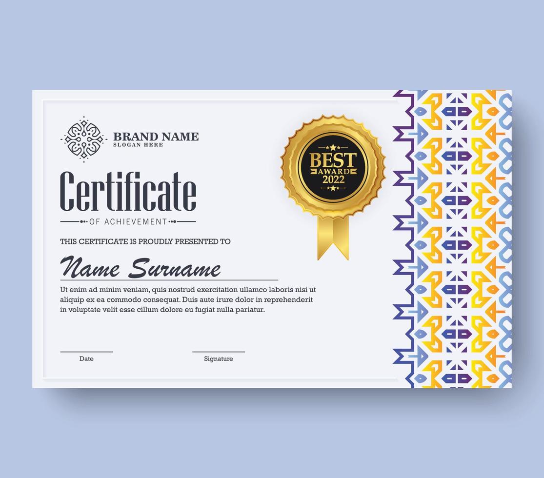 Achievement certificate best award diploma vector