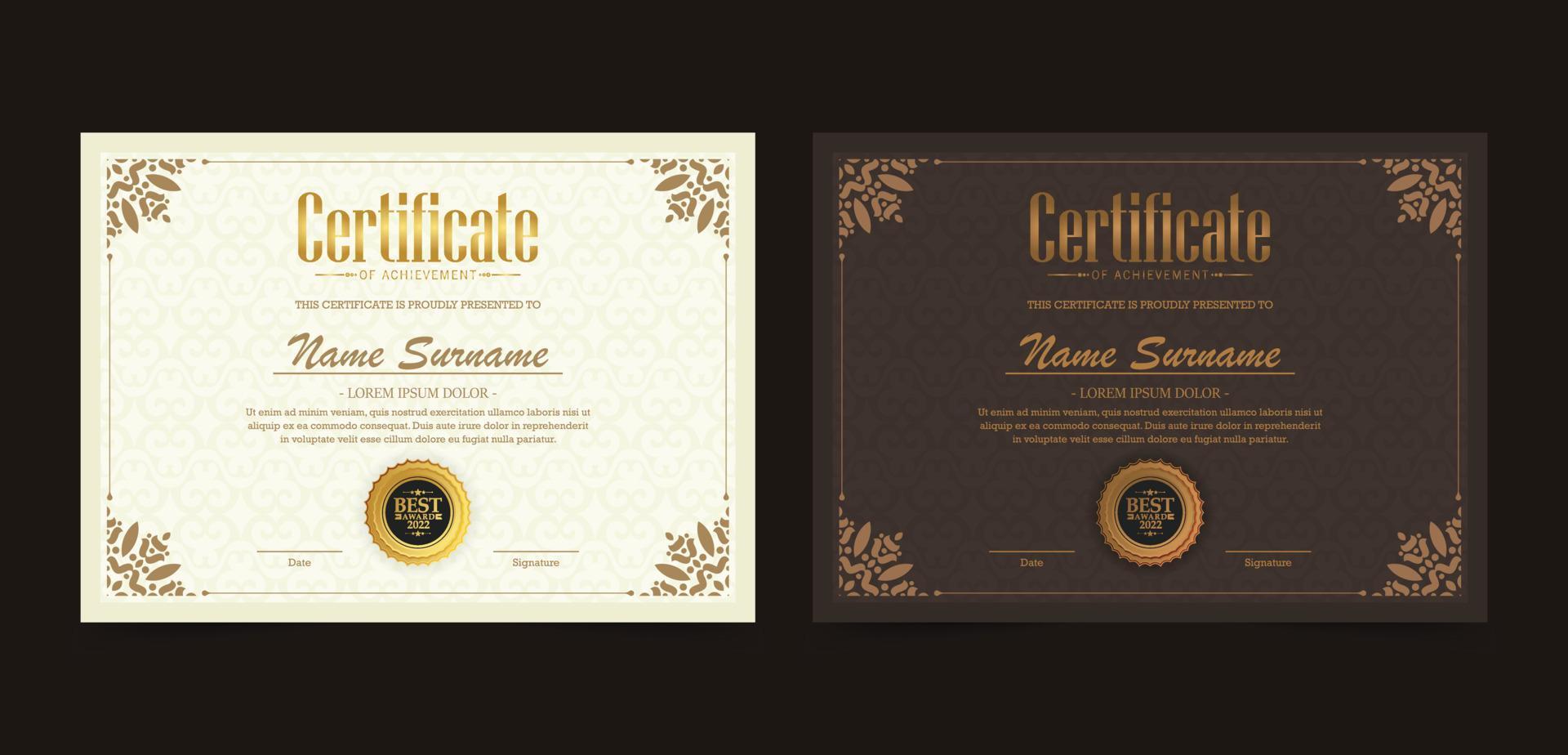 Achievement certificate best award diploma vector