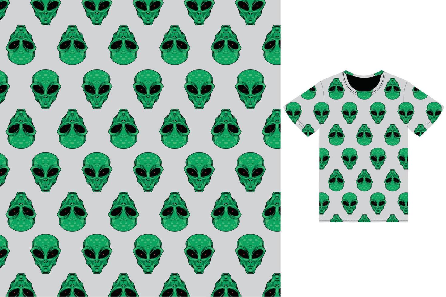 Alien pattern illustration with tshirt design premium vector