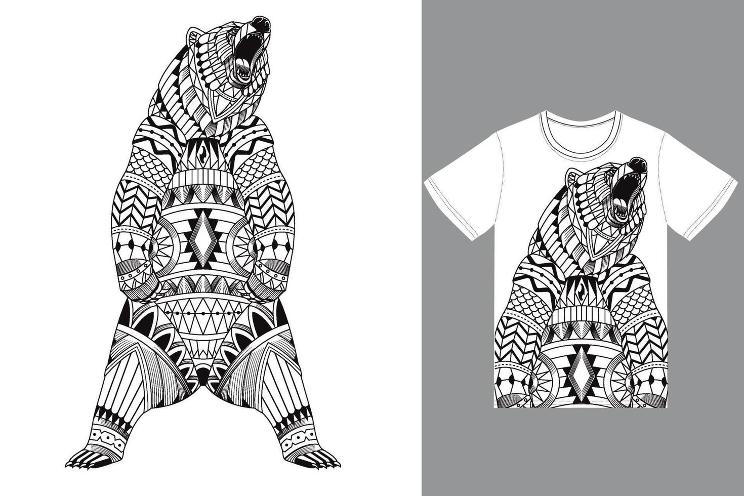 ilustración étnica grizzly con vector premium de diseño de camiseta