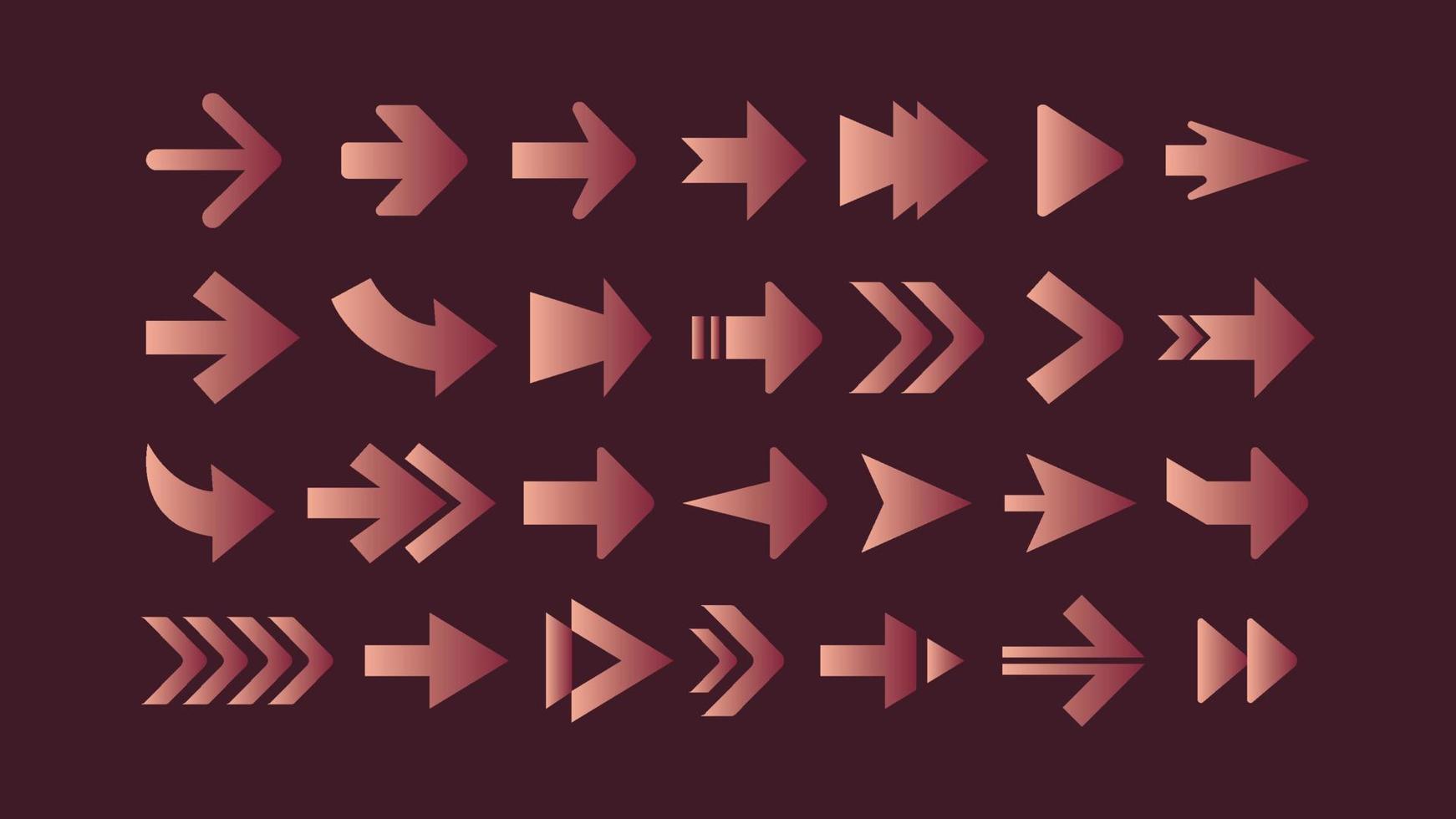 Set of Gradient Arrows Icons Collection vector