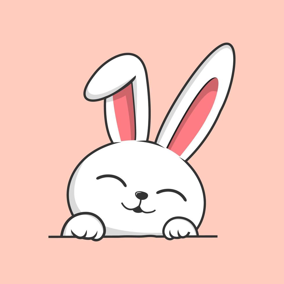 conejito escondiendo dibujos animados - lindo conejo escondido en el suelo vector