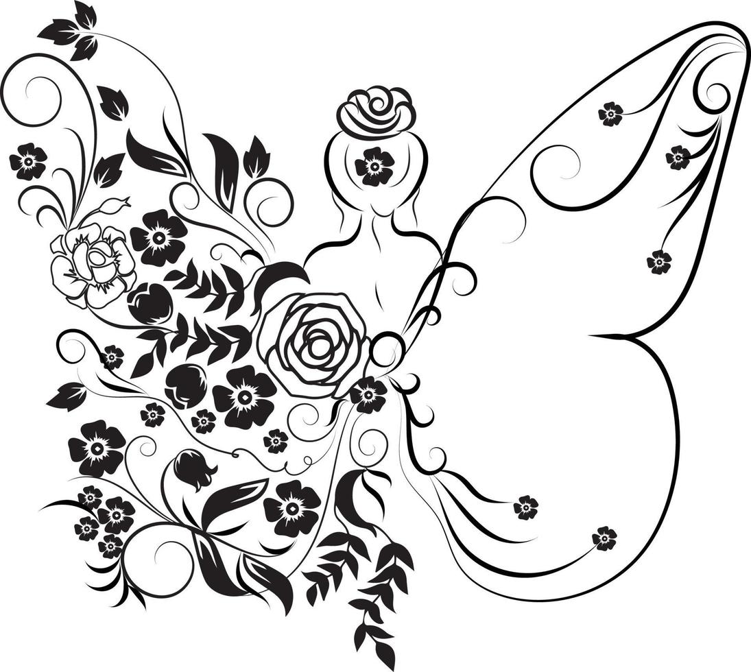 Floral line art vector