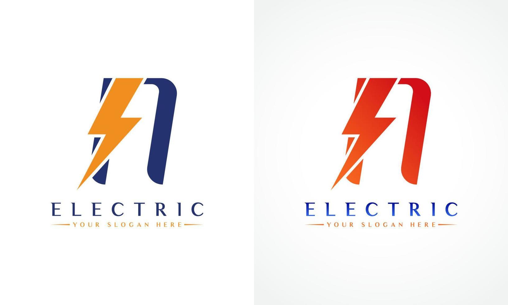 N Letter Logo With Lightning Thunder Bolt Vector Design. Electric Bolt Letter N Logo Vector Illustration.