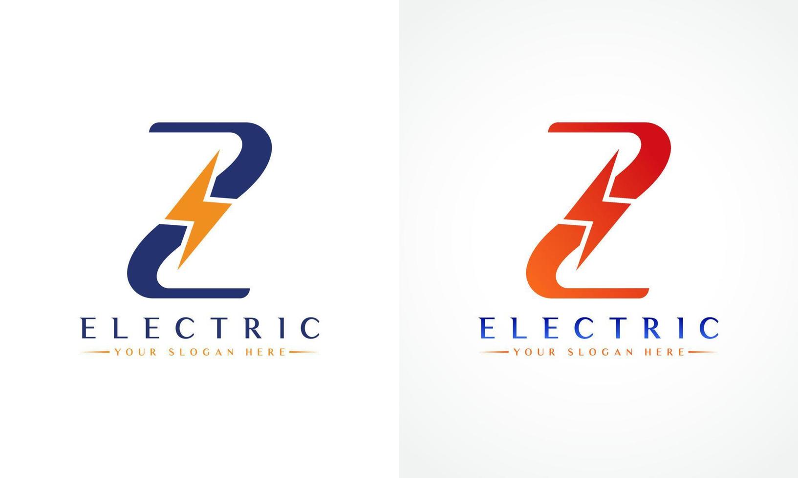 logotipo de letra z con diseño de vector de rayo trueno. perno eléctrico letra z logo vector ilustración.