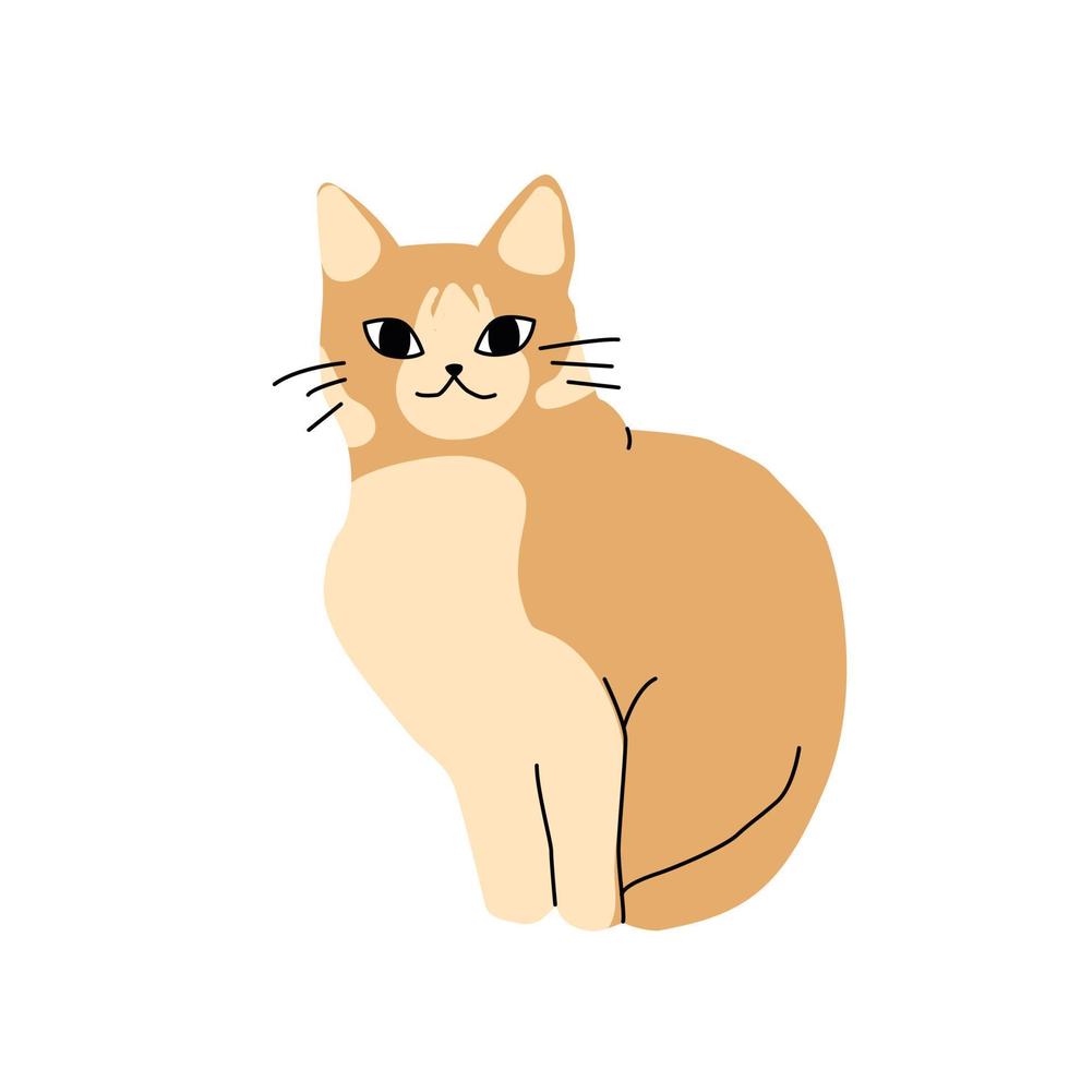 Illustration of isolated cute happy sitting orange cat vector