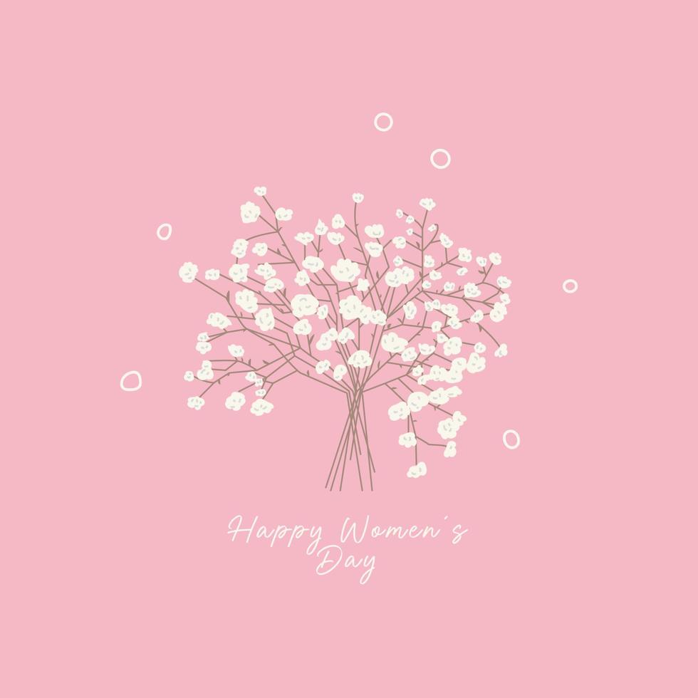ilustración para el día festivo de la mujer. ramo de flores blancas pequeñas vector