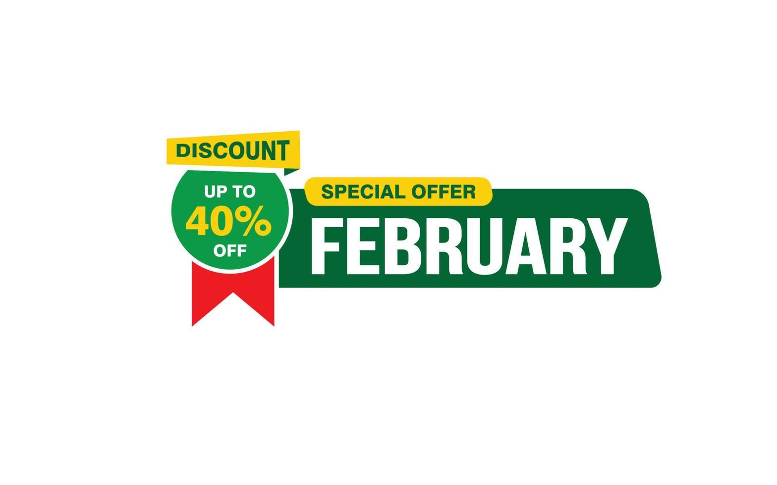 40 Percent FEBRUARY discount offer, clearance, promotion banner layout with sticker style. vector