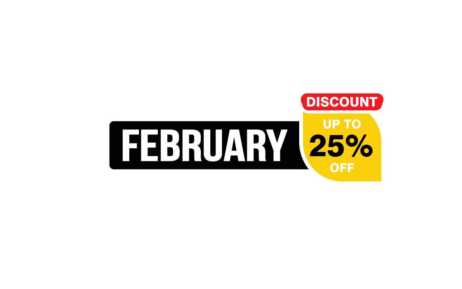 25 Percent FEBRUARY discount offer, clearance, promotion banner layout with sticker style. vector