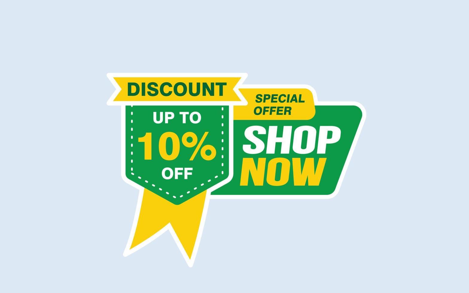 10 Percent SHOP NOW offer, clearance, promotion banner layout with sticker style. vector