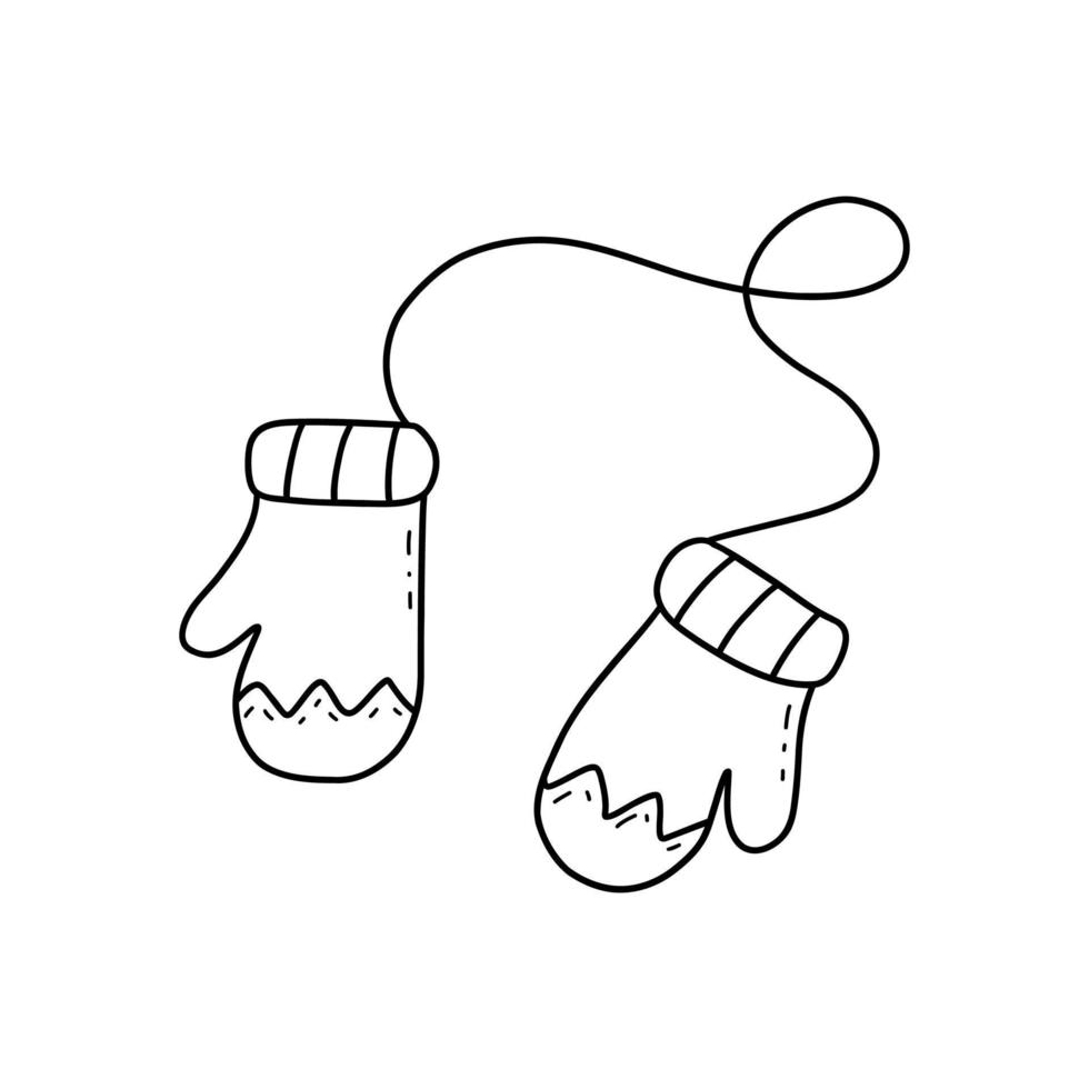 Cute warm cozy mittens. Vector doodle isolated