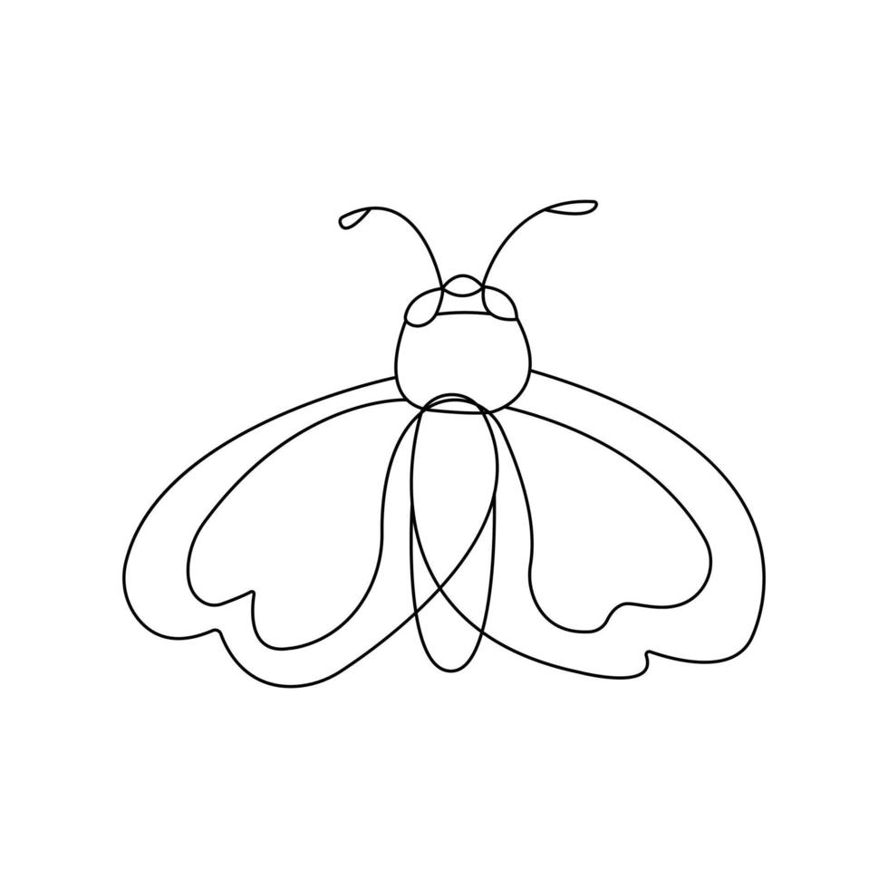 Butterfly drawn with one line. Vector doodle illustration