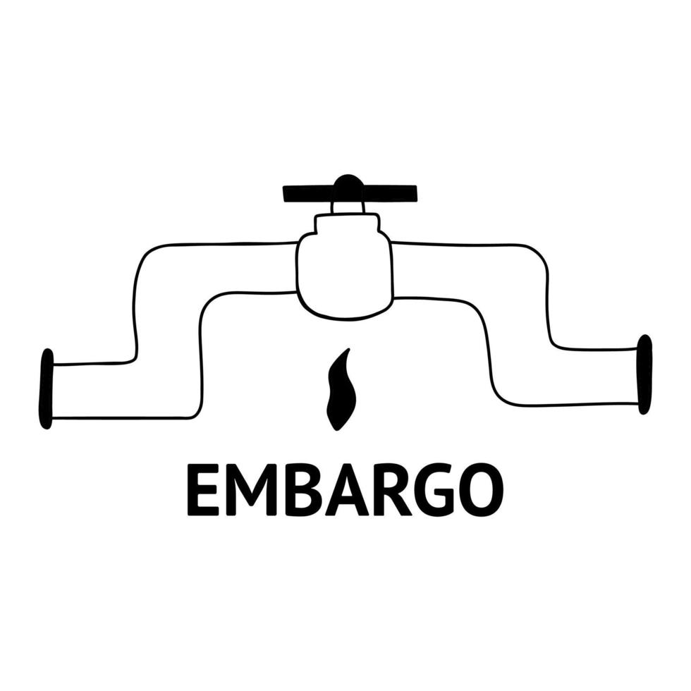 Gas pipeline with the inscription embargo. Vector
