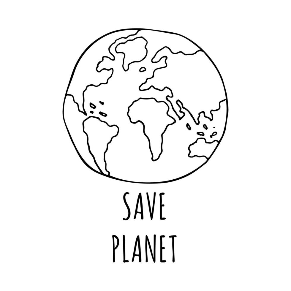 Globe with inscription save planet. Earth Hour vector