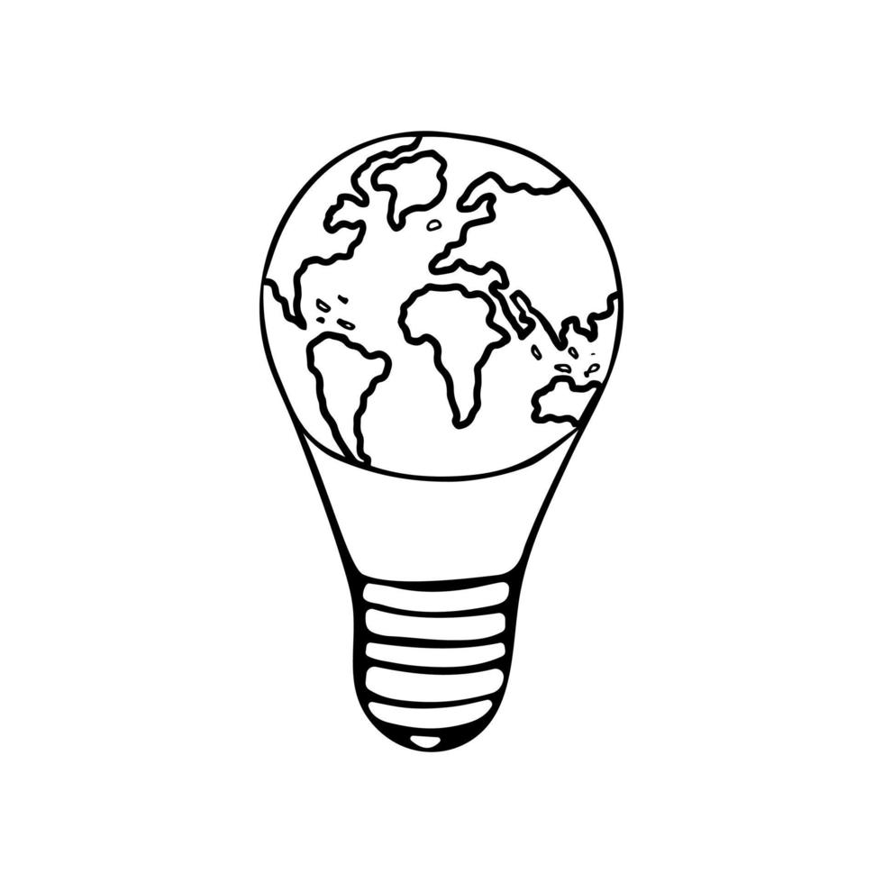 Light bulb with a planet inside. Earth Hour vector