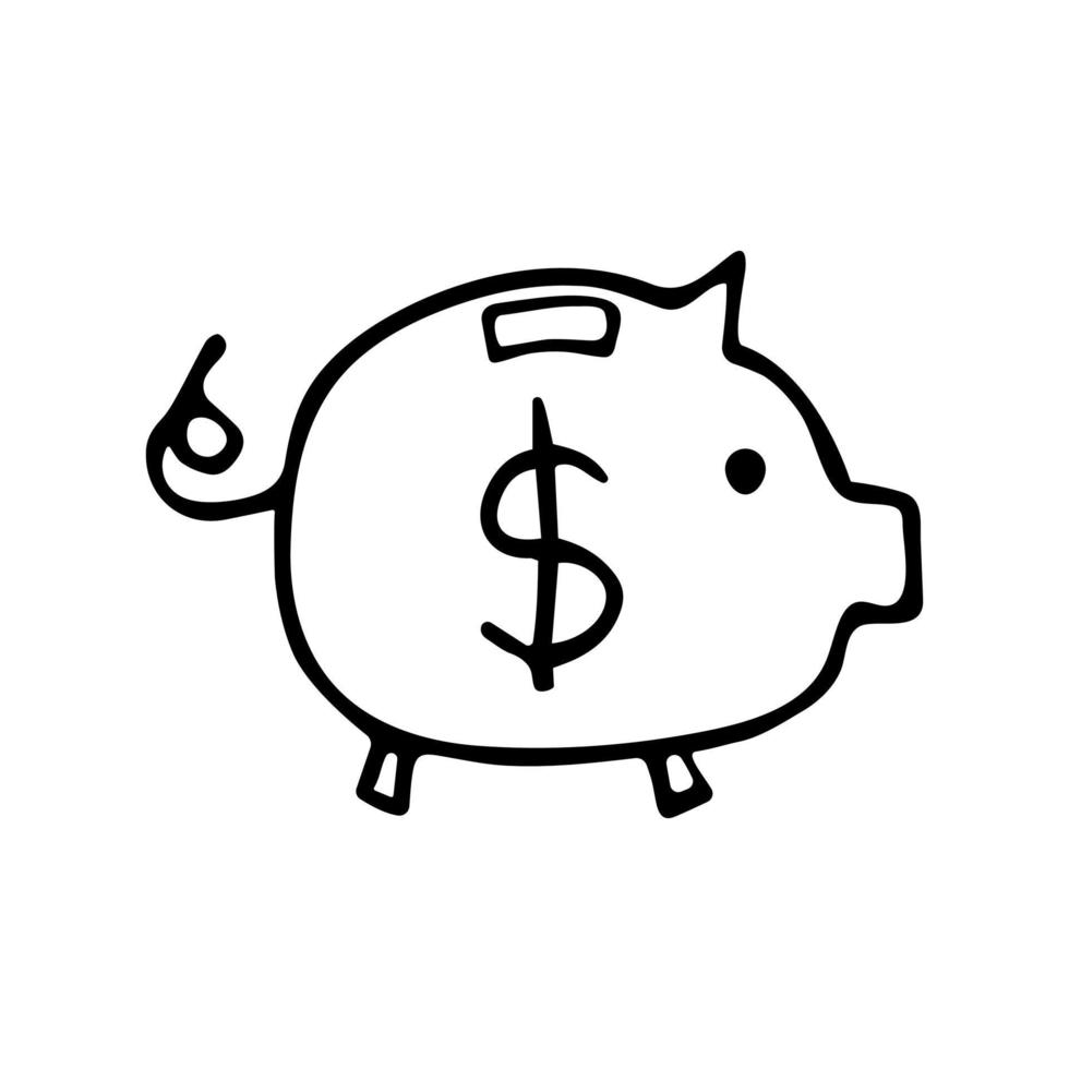 Piggy bank in the shape of a pig with a dollar vector