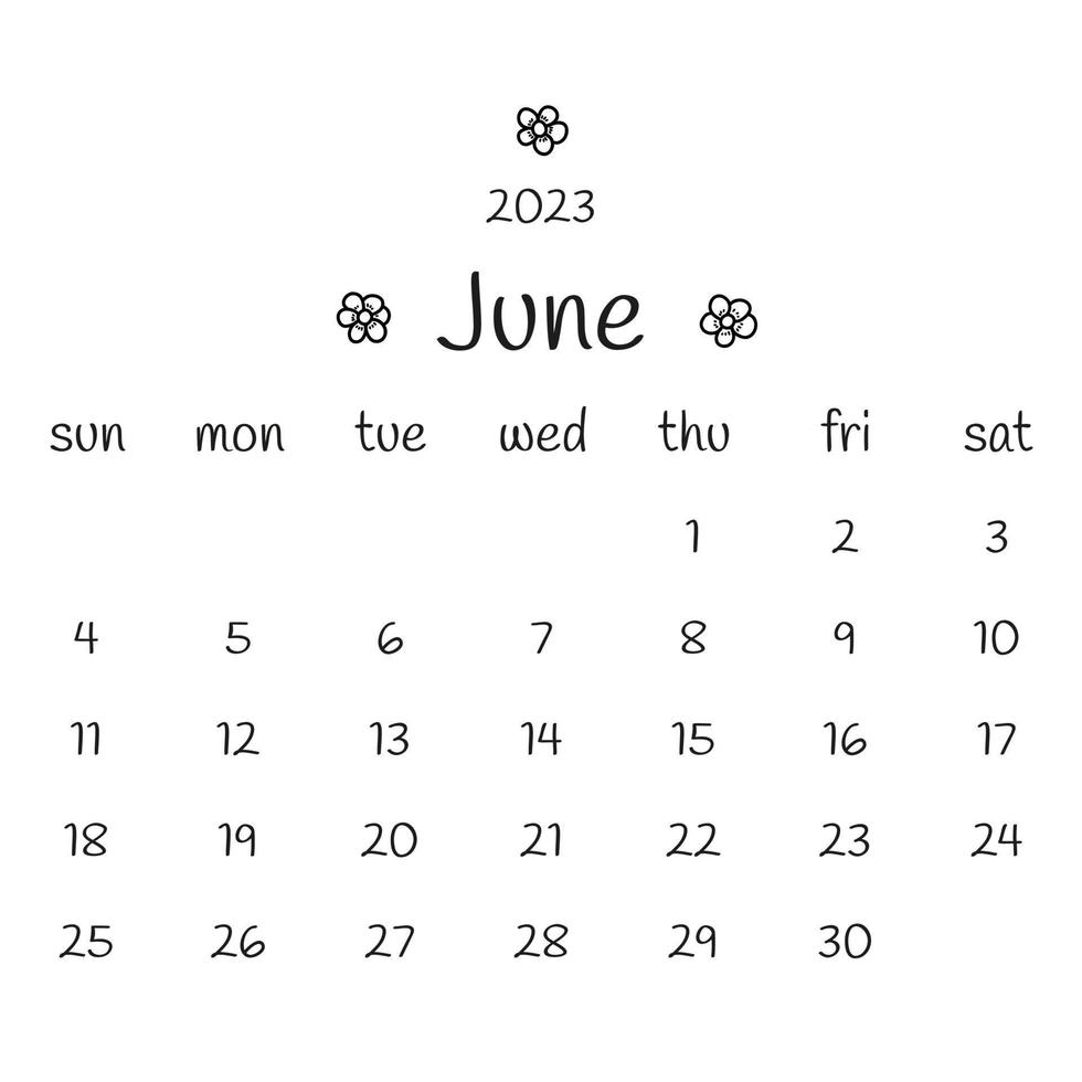 2023 june calendar with abstract chamomile. Vector design