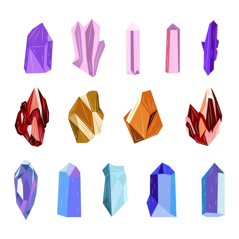 Set of Crystal Gemstone magic. Vector hand drawn