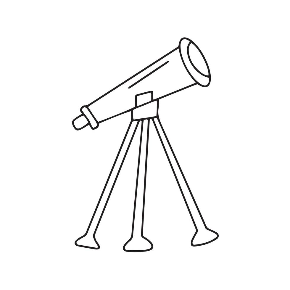 Telescope. Study of the night sky. Doodle vector