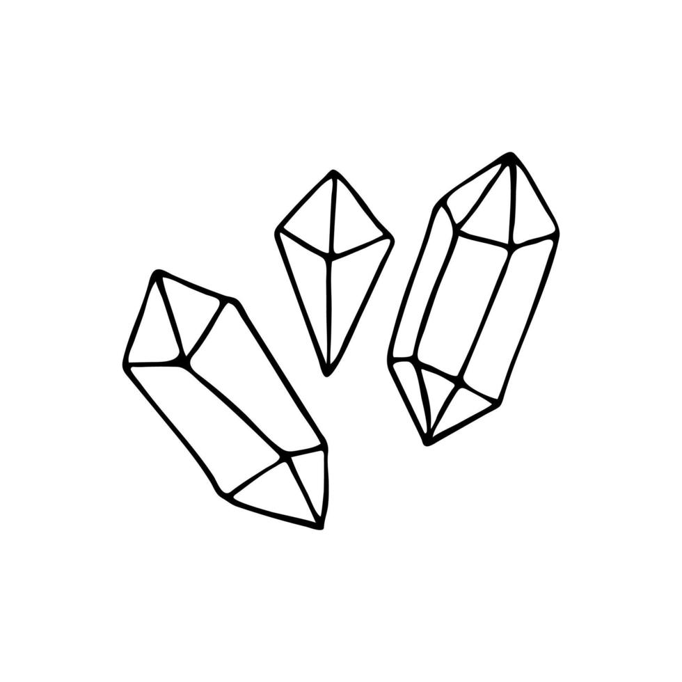 Three magic rubies. Magic crystals vector elements