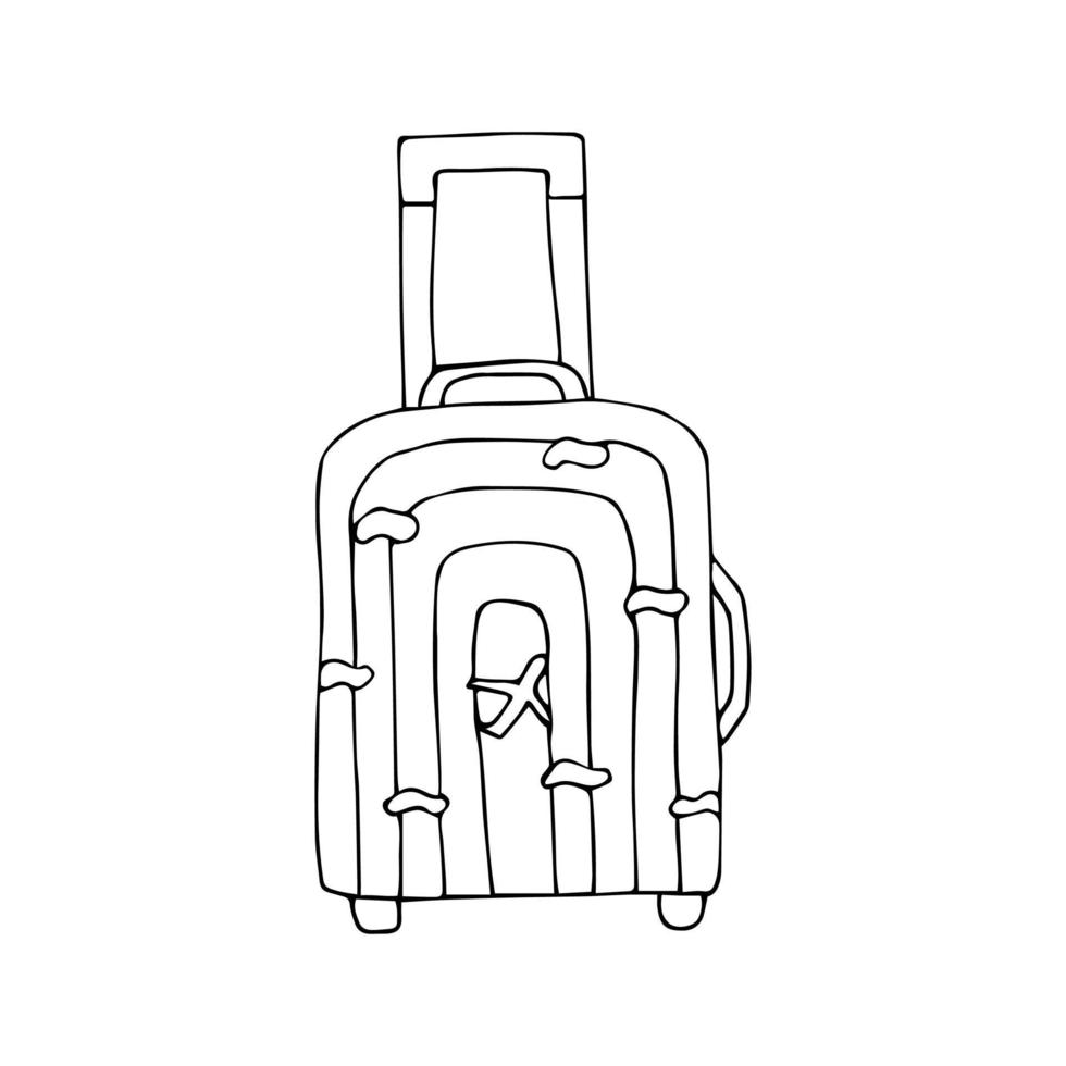 Suitcase for travel black and white illustration vector