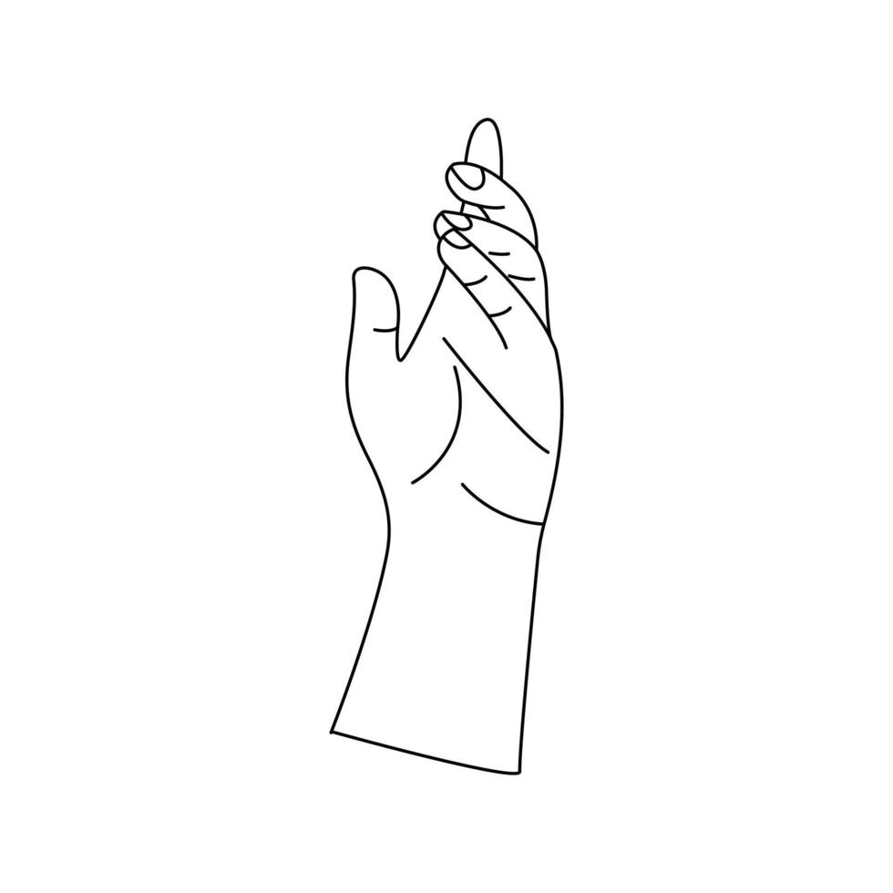 Human hand, gesturing. Linear vector isolated doodle simple