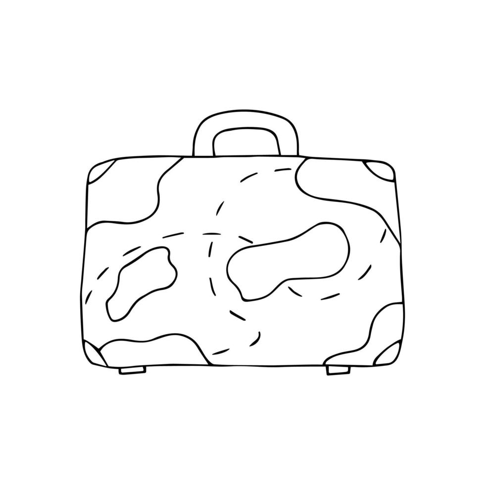 bolsa para viaje garabato de ilustración en blanco y negro vector