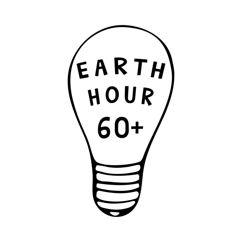 Light bulb with an inscription inside. Earth Hour. vector