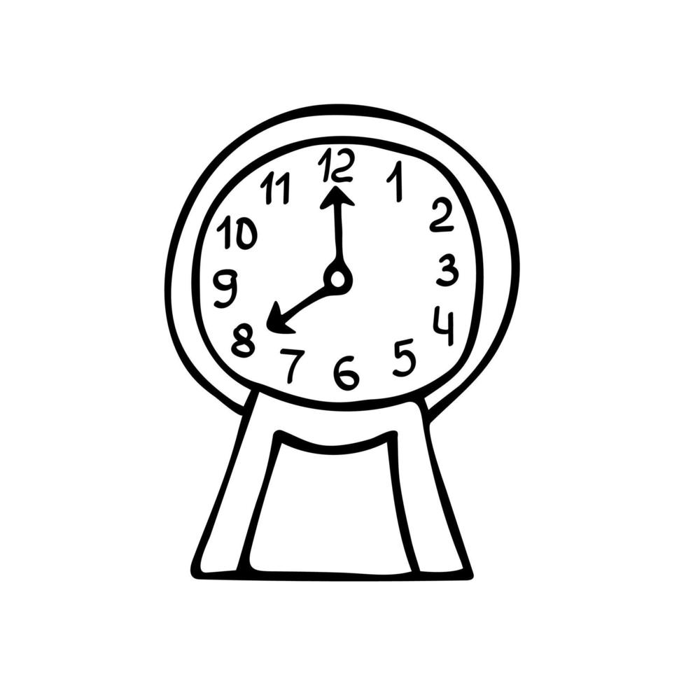 reloj de mesa con esfera. estilo garabato vector