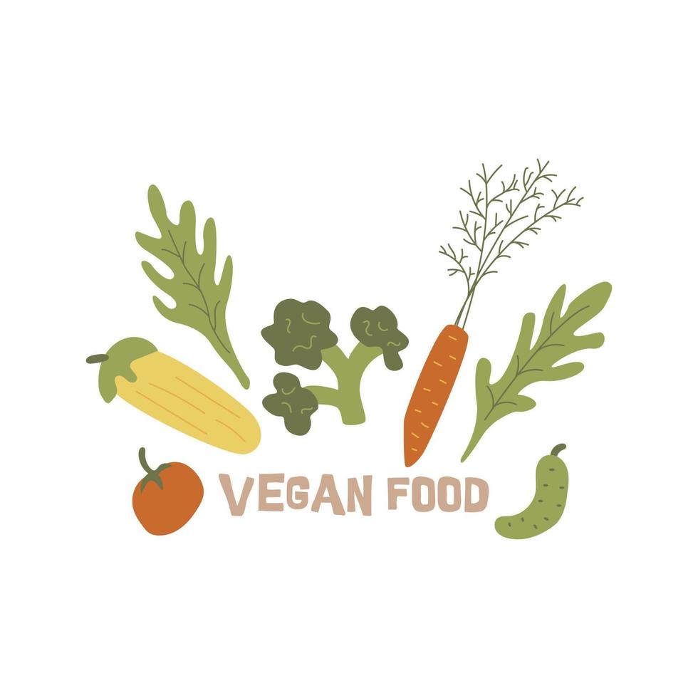 Set of vegetables. Vegan food. Vector hand drawn