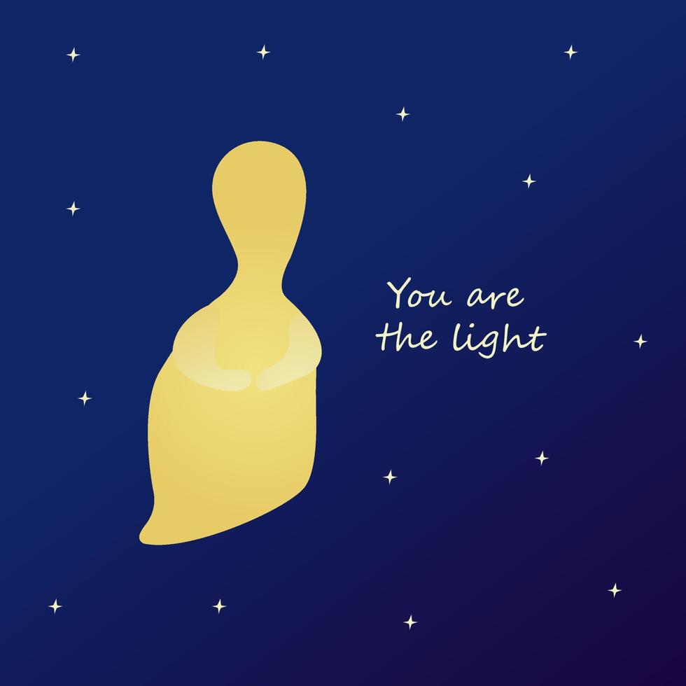 Soul on blue background among the stars. Vector