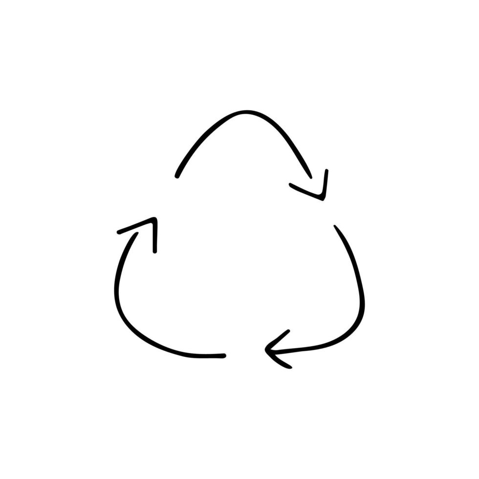 Three circular arrows in the shape of a triangle, recycling vector