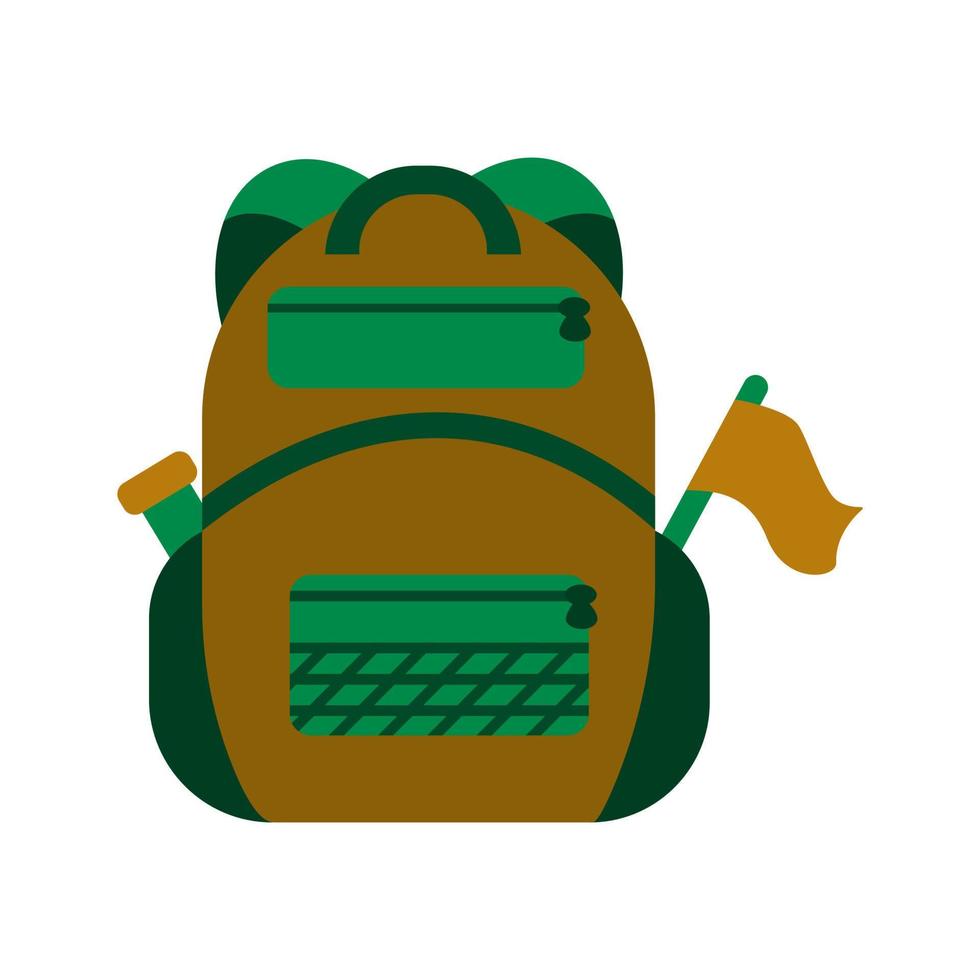 Backpack for hiking. Bottle of water in pocket vector